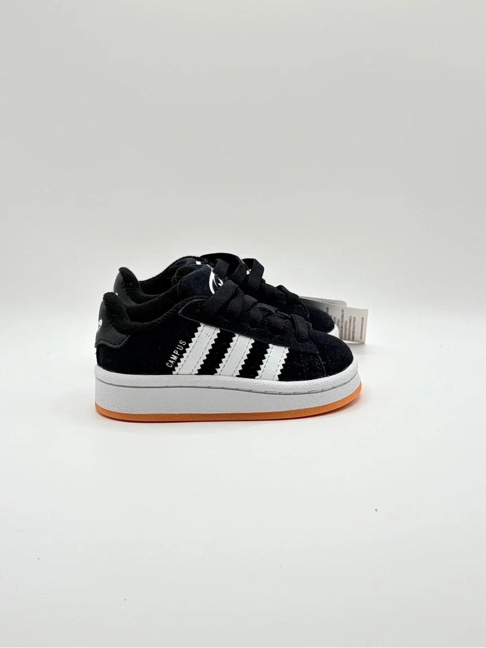 adidas Kids Black and White Campus Sneakers with Gum Sole